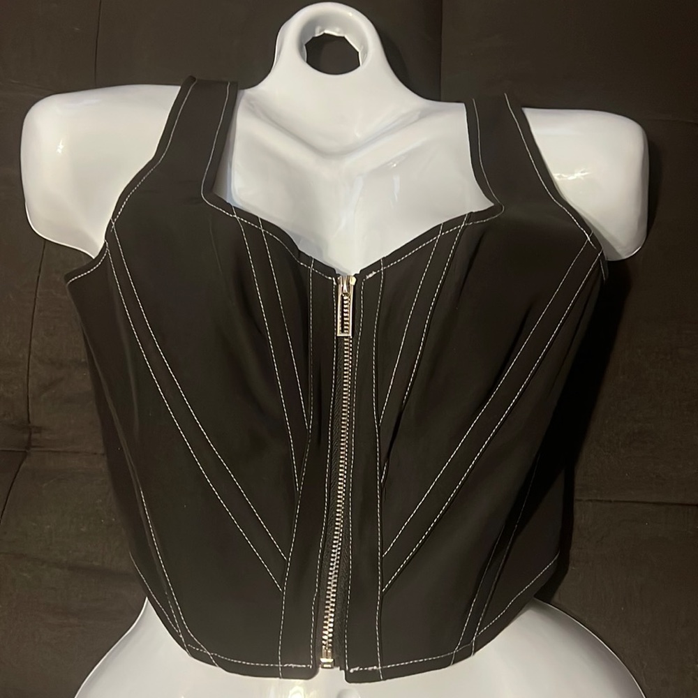 Black Zip-Up Corset Top